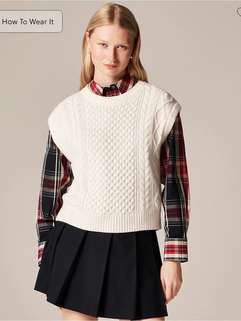 NWT J. Crew Cable-knit Shell Sweater Wool Blend Ivory Women's Plus Size 2XL